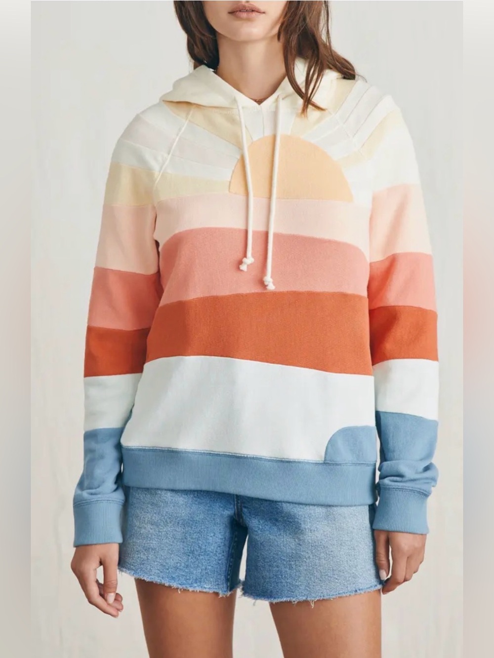 Faherty Soleil Hoodie Stripe Sunrise Cotton Sweatshirt Small